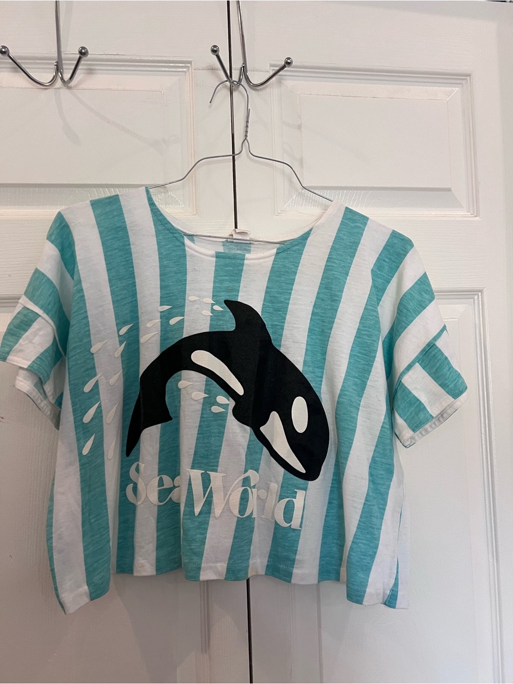 Vtg Sea World Logo stripe crop top  one size